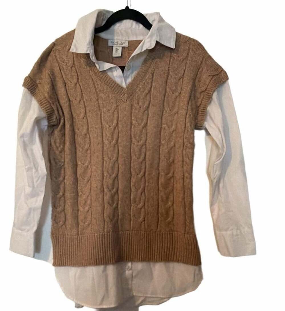 Rachel Zoe 2-In-1 Sweater Vest Size S Brown